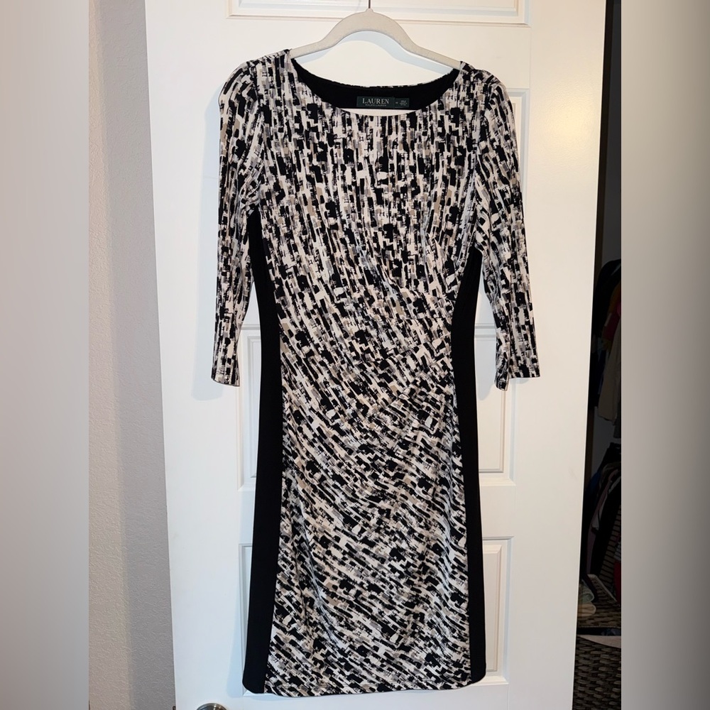 Ralph Lauren Monochrome Long Sleeve Dress‎